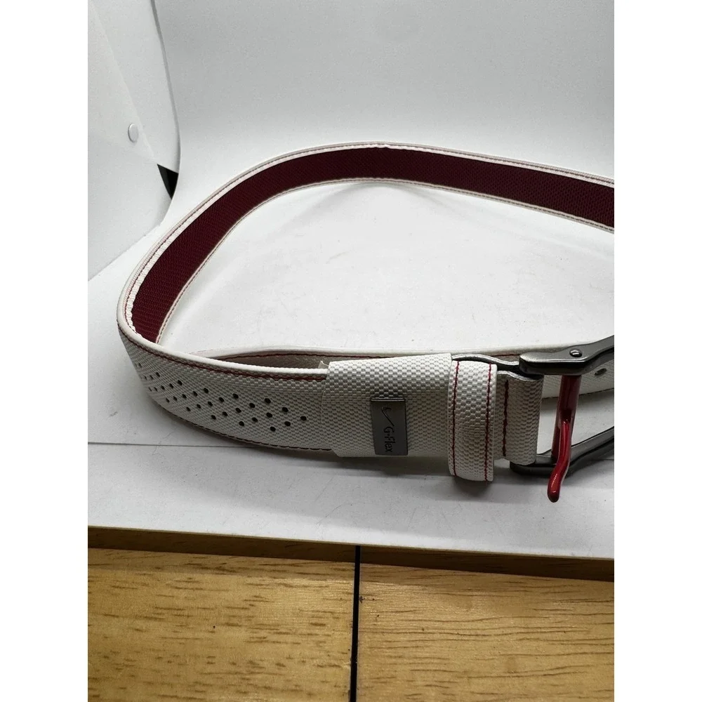Tiger Woods Golf Leather Belt White/red Men's Size 38 Clean EUC A1
